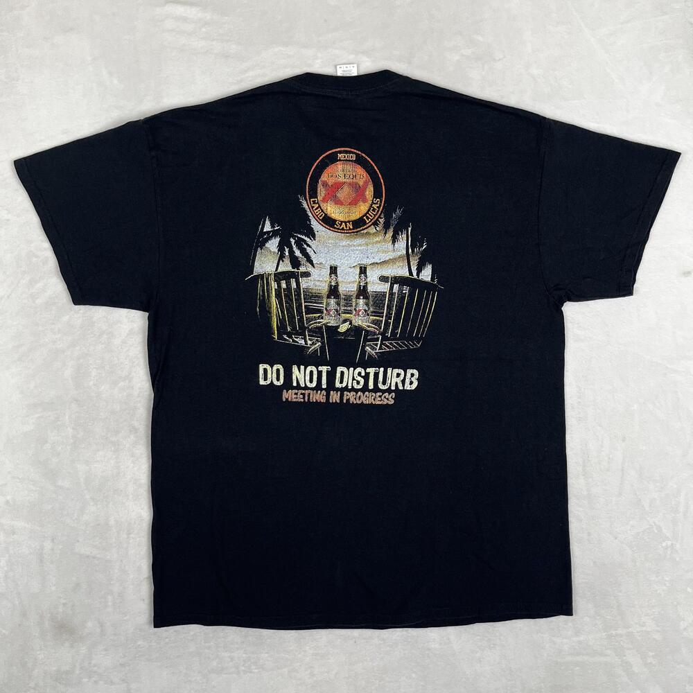 Vintage Dos Equis Cabo San Lucas T-Shirt Mens XL Black Do Not Disturb Beer Y2K